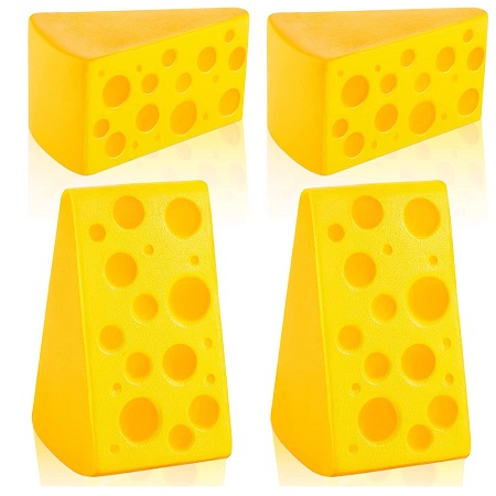 4 Pieces Cheese Stress Toy Yellow Fake Cheese Anxiety Relieve Cheese Toy Release Stress Block of Cheese Toy