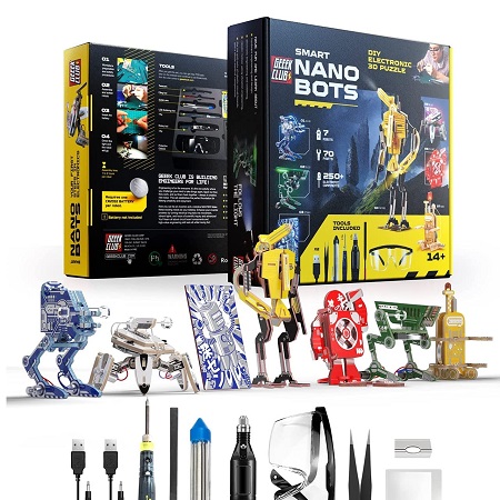 Geeek Club Robot Building Kit for Kids and Adults - Smart Nano Bots STEM Robotics Kits with Tools - Educational DIY Build Your Own Robot Set