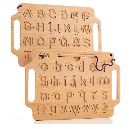 Hulats Learn to Write - Portable Double Sided Wooden Alphabet Tracing Board