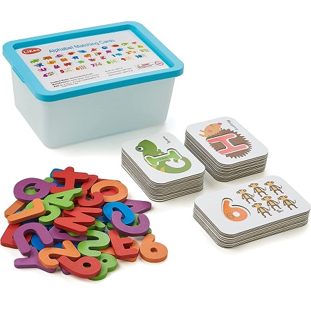 LIKEE Alphabet Number Flash Cards Wooden Letter Puzzle