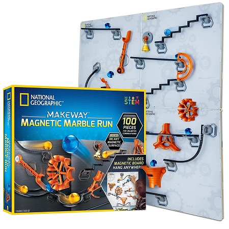NATIONAL GEOGRAPHIC 100-Piece Makeway Magnetic Marble Run - STEM Building Set for Kids & Adults