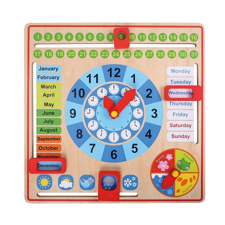 Pidoko Kids Montessori Toys for Toddlers 3 Years - 4 Year Old Learning Materials for Preschool - All About Today Board - Wooden Calendar and Learning Clock