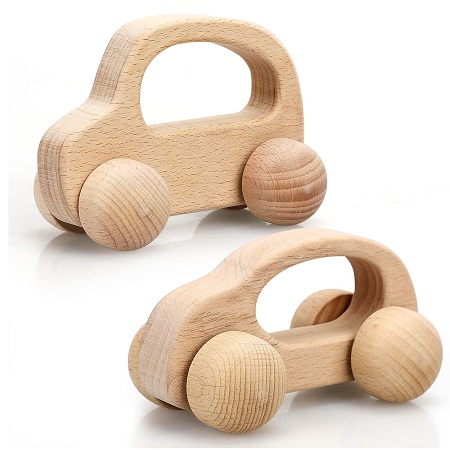 TOY Life Wooden Toys Cars, Montessori Toys for Babies 0-6-12 Months, Baby Teething Toy Cars