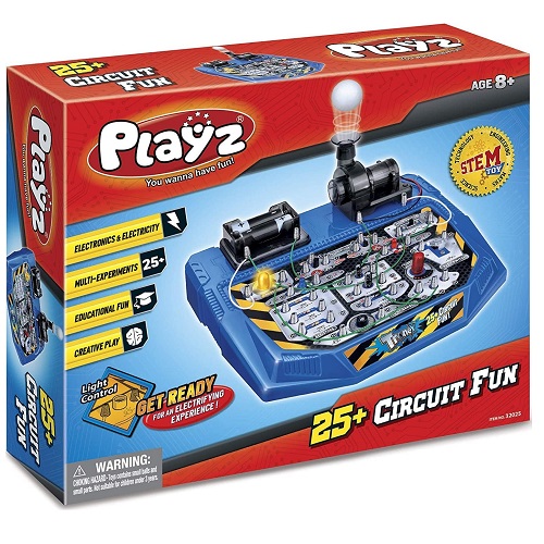 Playz Electrical Circuit Board Engineering Kit for Kids with 25+ STEM Projects Teaching Electricity