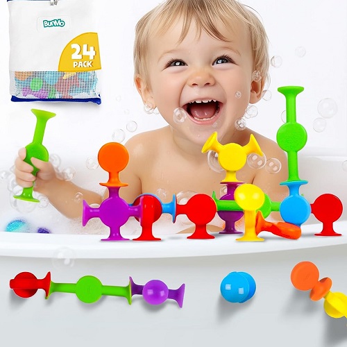 BUNMO Suction Bath Toys 24pcs Connect, Build, Create