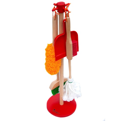 JustForKids-Wooden-Detachable-Kids-Cleaning-Set-Duster-Brush-Mop-Broom-and-Hanging-Stand-Play