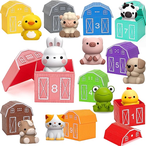 Learning Toys for 1,2,3 Year Old Toddlers, 20Pcs Farm Animals Toys Montessori Counting, Matching & Sorting Fine Motor Games