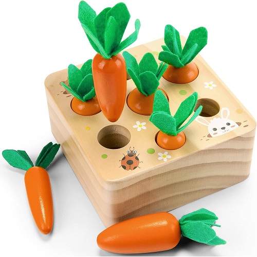 Shape Sorting & Matching Puzzle Carrots Harvest Game Montessori Toy