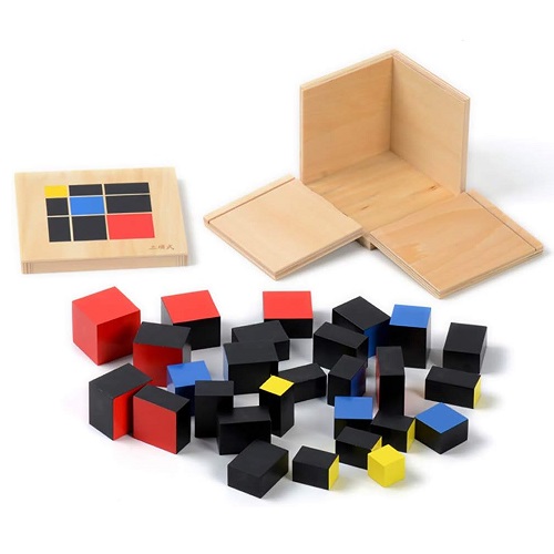 Montessori Trinomial Cube Montessori Math Toys Sensorial Materials for Toddlers Kids