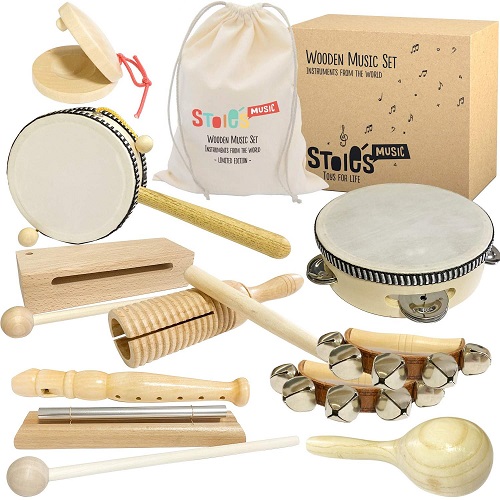 Stoies International Wooden Music Set Percussion Kids Montessori Musical Instruments Toys