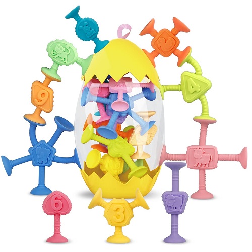 Suction Toys for Kids 10 Pcs Sucker Toys for Toddler Montessori Sensory Toys Sets Bathtub Wall