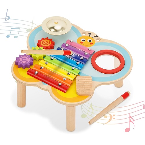 TOOKYLAND Toddler Toy Musical Instruments,Baby Montessori Toys for 3 Year Old,Includes Xylophone,Drum,Cymbal, Gifts for 3 Year Old Girl