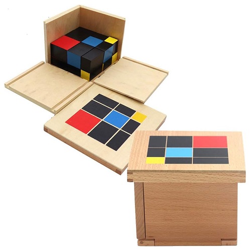 Wooden Cube Toy, Baby Kids Montessori Education Wooden Binomial Trinomial Cube Interactive Toy