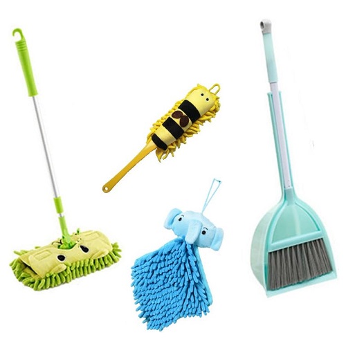 Xifando Kid's Housekeeping Cleaning Tools Set-5pcs,Include Mop,Broom,Dust-pan,Brush,Towel