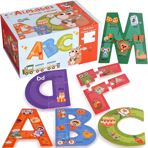 15. 85 PCs Colorful Animal Pattern Alphabet ABC Jigsaw Puzzle