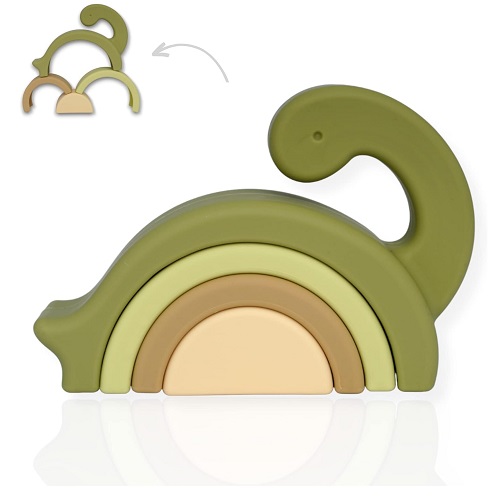 ANARI Soft Silicone Stacking Toy Dinosaur Montessori Toys for Babies
