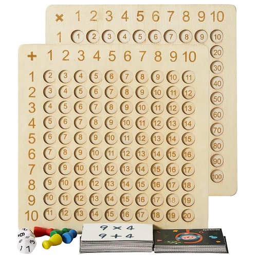 1. Asweets 2-In-1 Wooden Montessori Multiplication Addition Board Game