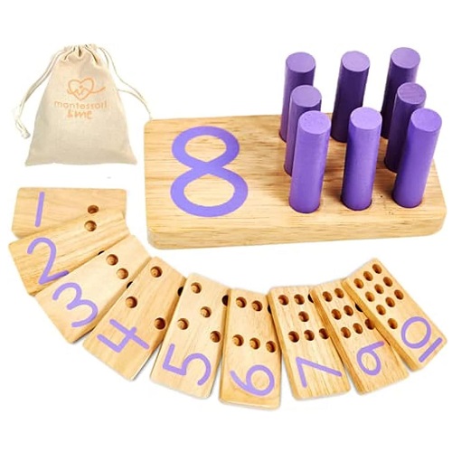 Counting Peg Board Montessori Math and Numbers for Kids Wooden Math Manipulatives Materials
