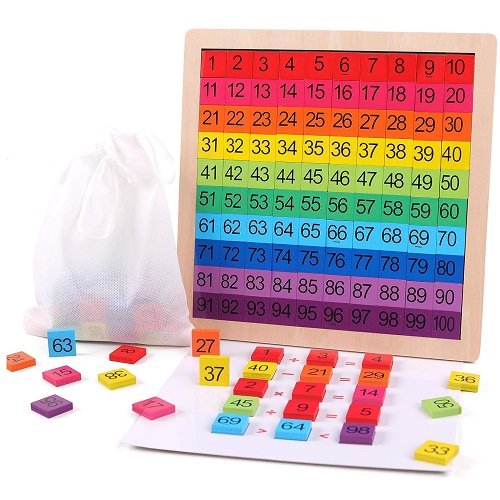 GEMEM Wooden Montessori Math Counting Hundred Board Toys, 1-100 Consecutive Numbers Learning & Educational Game Toy for Kids Toddlers