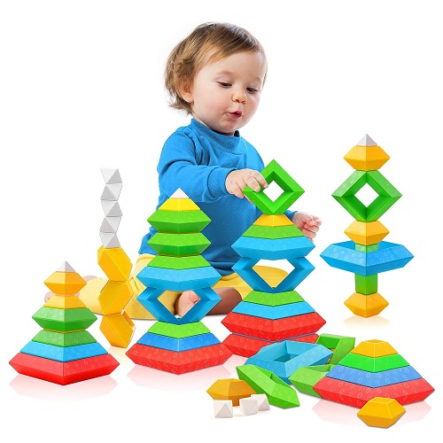 Hieoby Montessori Toys for 2 Year Old Boys Girls Toddlers 30Pcs Building Blocks Stacking
