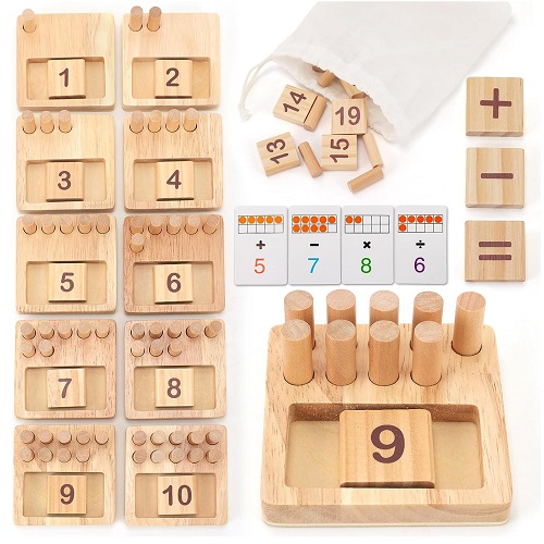8. Montessori Wooden Counting Peg Board Toy