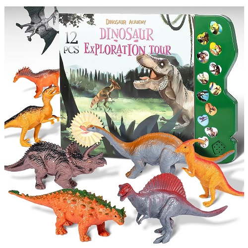 MAGICDINOSAUR Dinosaur Sound Book Toys with Roar Sounds, 12 Large Realistic Looking Dinosaur Figures
