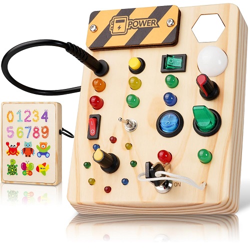RELODICA Montessori Toddler Busy Board - Wooden Sensory Toys