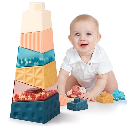 Toddler Montessori Toys for 2 Year Old Boys Girls Gift Baby Sensory Stacking Building Blocks