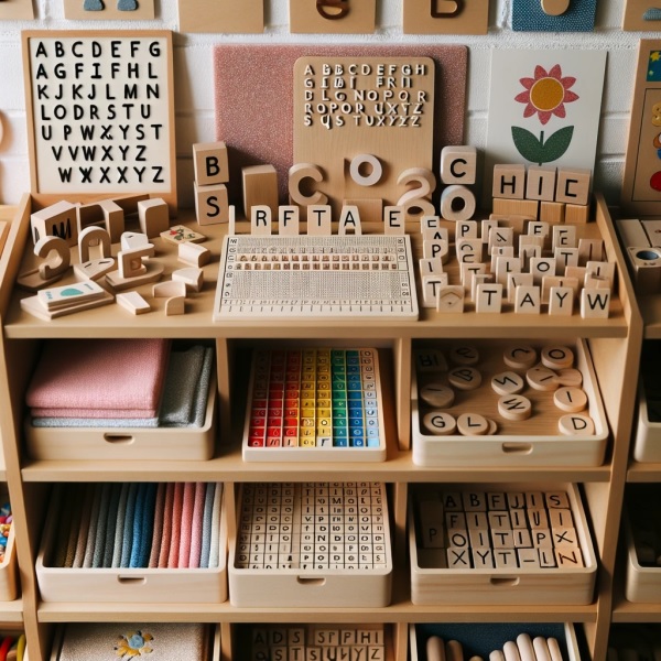 montessori reading materials in a montessori classroom