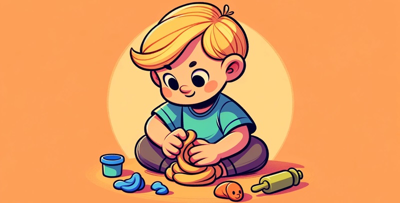 Animated photograph of a child playing with play dough.