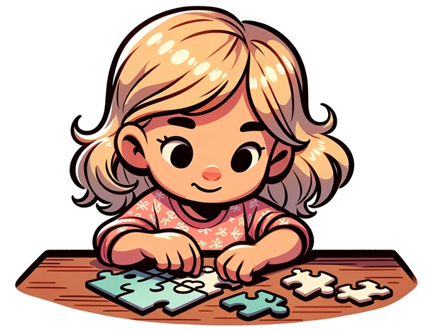 Female child playing a puzzle.